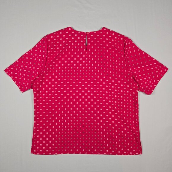 Worthington Vintage Pink Geometric‎ Blouse Large Short Sleeve Mod Retro 80s - Picture 4 of 10